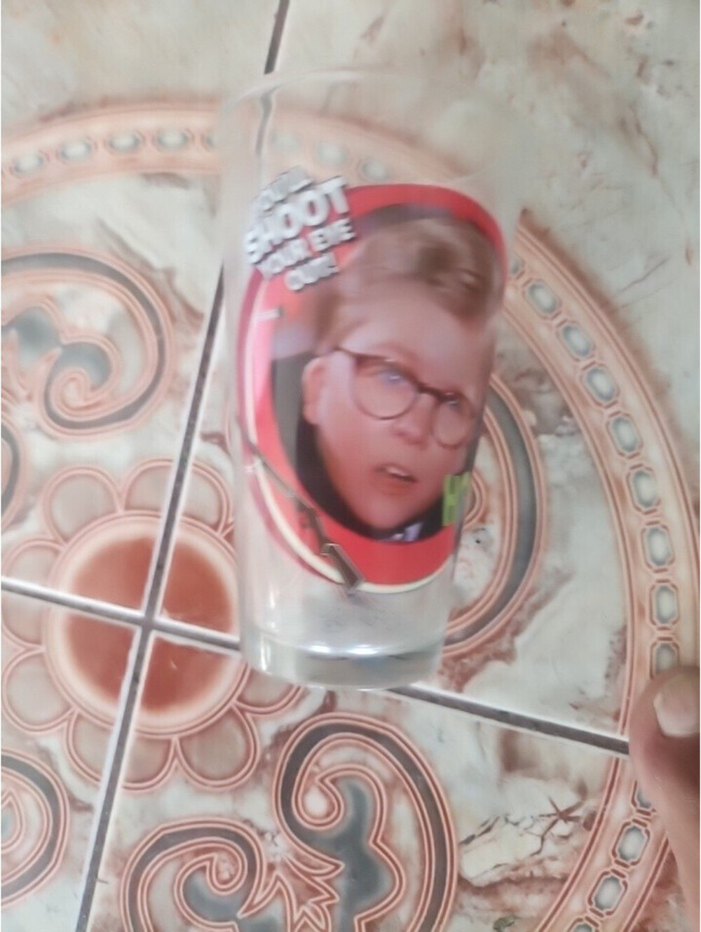 A Christmas Story “You'll Shoot Your Eye Out” Glass Tumbler 6” Ralphie